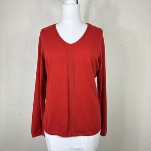 Talbots Women Sweater Size L  Cotton Red Long Sleeve Soft Lightweight NWT